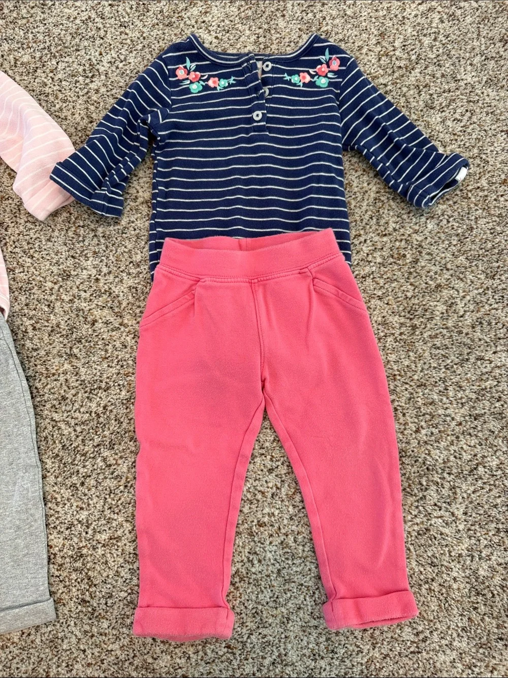 2-Piece Baby Girl Sets with Floral Stripe Bodysuits